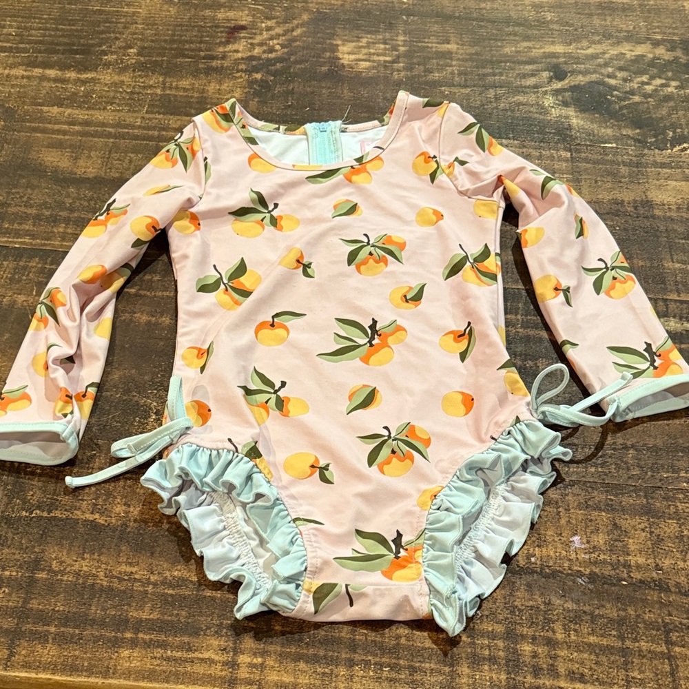 SweetHoney Peach Print Long Sleeve Swimsuit